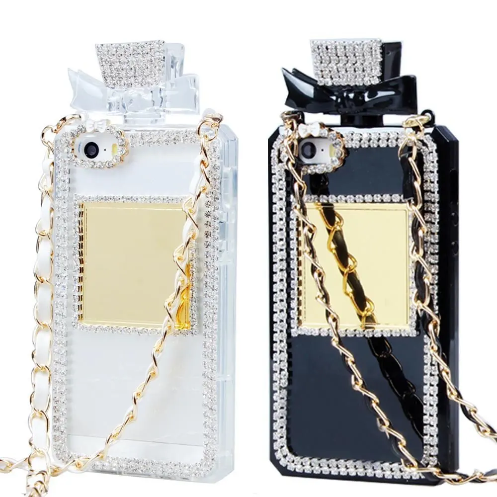 Luxury Perfume Bottle Case 3d Soft Tpu Metal Rope Back Case Cover For Iphone 5 5s Se Bling Crystal Chain Handbag Phone Case Perfume Bottle Photos Perfume Apple Shaped Bottleperfume Bottle Glass Aliexpress