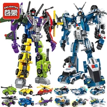 ENLIGHTEN Helicopter Police Truck Warrior Model Building Blocks Bricks Compatible Legoes Deformation Robot Toys Children Gift fun children s building blocks toy compatible with legoes large aircraft carrier assembly model children s building blocks toys