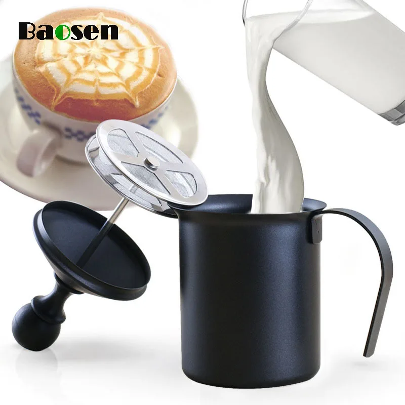

Baosen 800cc Double Mesh Milk Frother Stainless Steel Milk Foamer for Cappuccino Coffeeware Milk Jugs Egg Beater Kitchen Gadgets