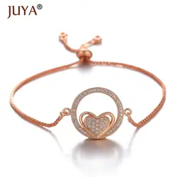 Pulseras mujer moda 2019 медь циркон горный хрусталь Перфорированный Круглый сердце браслеты Подвески для женщин колье bracciali Donna