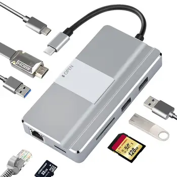 

Studyset YC217 Type-C Hub 8 Port Adapter HDMI HD Low Temperature USB for Huawei Samsung LG