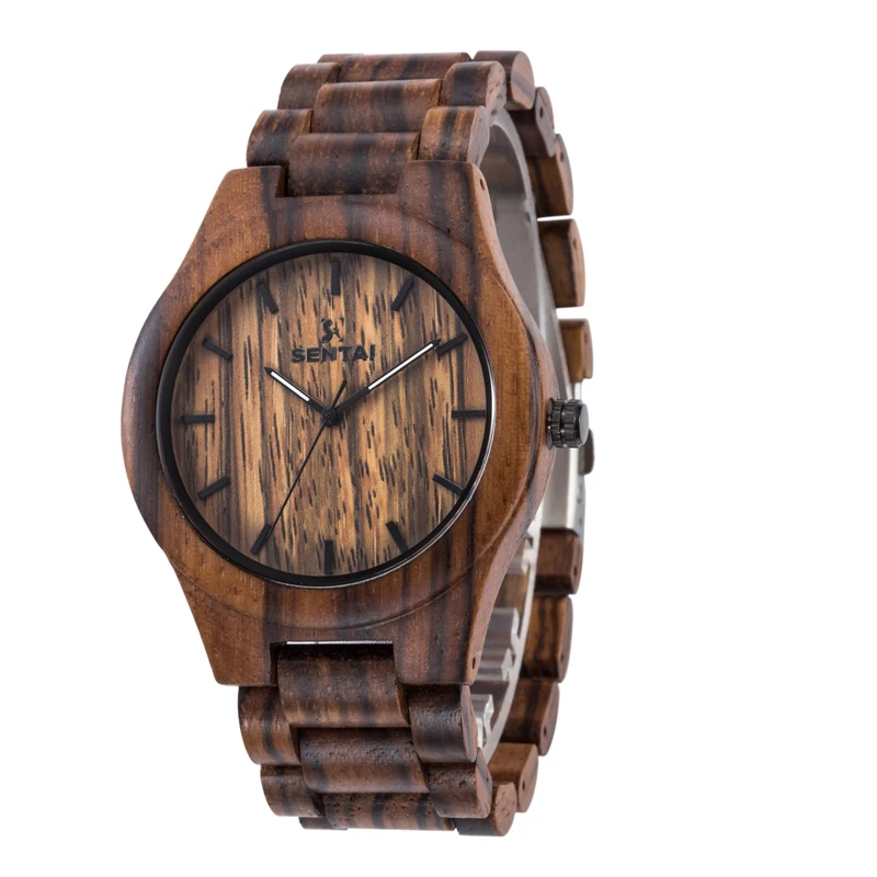 

SenTai Nature Wood Watches For Mens Watches Top Brand Luxury Quartz Watches With Gift Box handmade wood watch