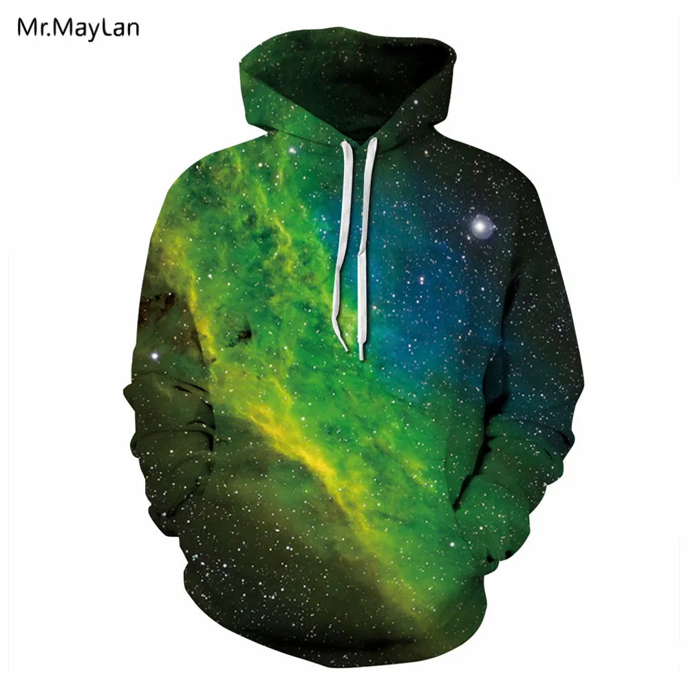 Green Galaxy Space Hoodies 3D Print Women/Men Autumn Hipster Casual