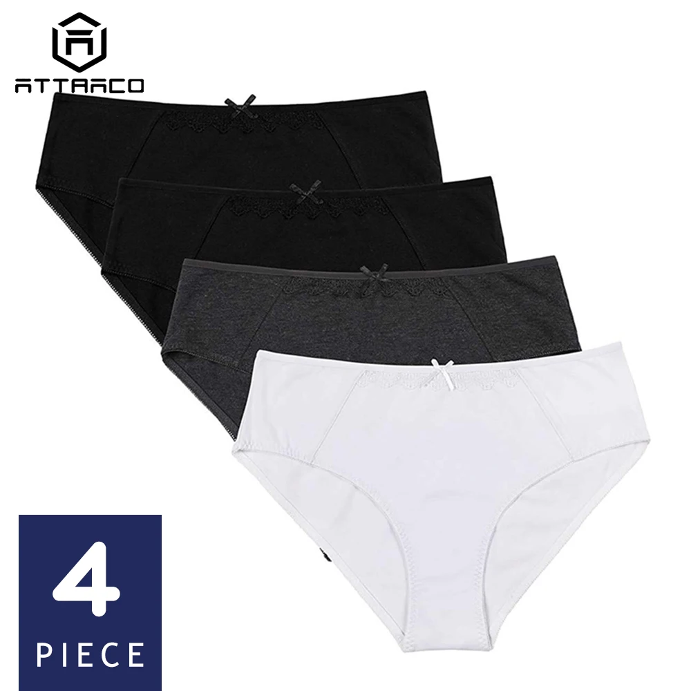 ATTRACO Women's Panties Underwear Hipster 4 Packs Cotton Soft Stretch Cozy Mid Waist Ladies High Quality Hot Sale