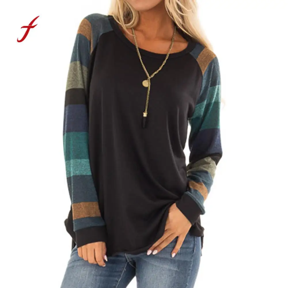 Fashion Women Stripe Casual T Shirt Ladies Loose Long