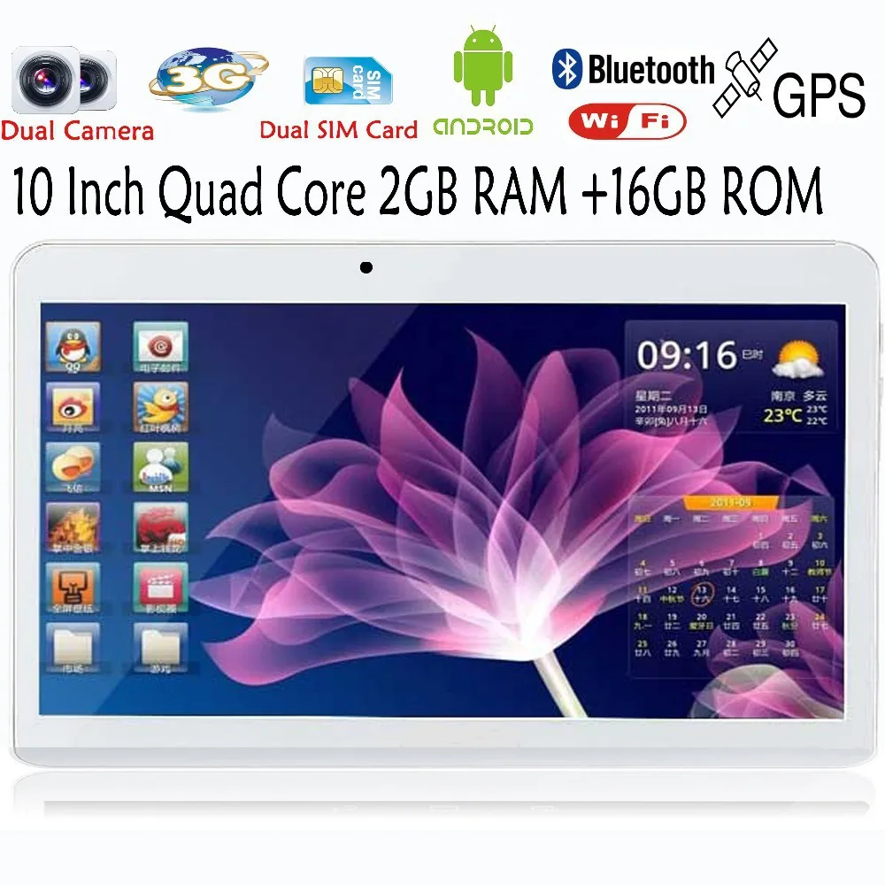 10 дюймов 3g ExternalQuad Bluetooth FM 2 sim-карты телефонный звонок Smart Tab Pad core Android4.4 планшеты pc 2 ГБ 16 ГБ 1024*600 ЖК-дисплей