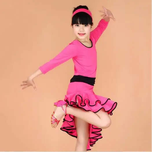 Стандартное платье с длинным рукавом для латинских соревнований, Детские современные костюмы для танцев, бальных танцев, танго, румбы, самбы, ча-ча, сальсы
