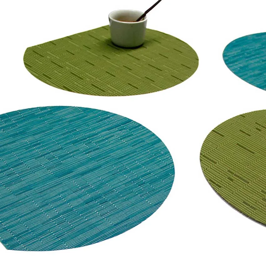  Bamboo Weave Solid Color Nordic Placemats Oilproof Dining Coffee Table Mats Bowl Pads Waterproof Se