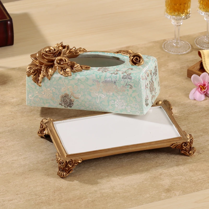 dining table, multifunctional storage box, European style retro carton, high-grade paper towel box, gift decorations