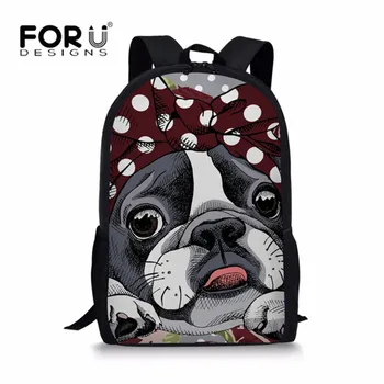

FORUDESIGNS 3D Boston Terrier School Bags for Teenagers Boys Cute Book Bag Kids School Backpack Mochila Escolar Printing Bagpack