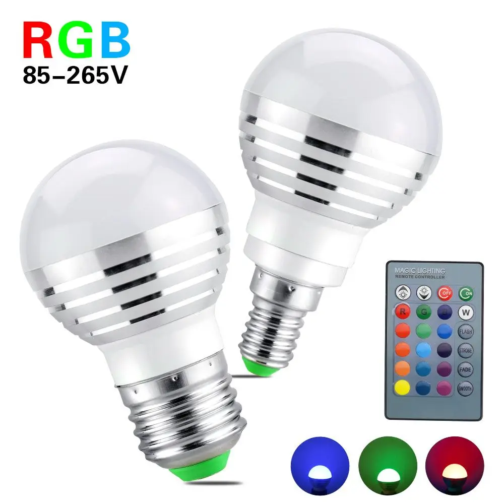 

1Pcs LED Night Light Lovely 16 Colors RGB Christmas Decor Atmosphere E14 E27 Led Bulb 5W 110V - 220V LED Lamp Light + IR Remote