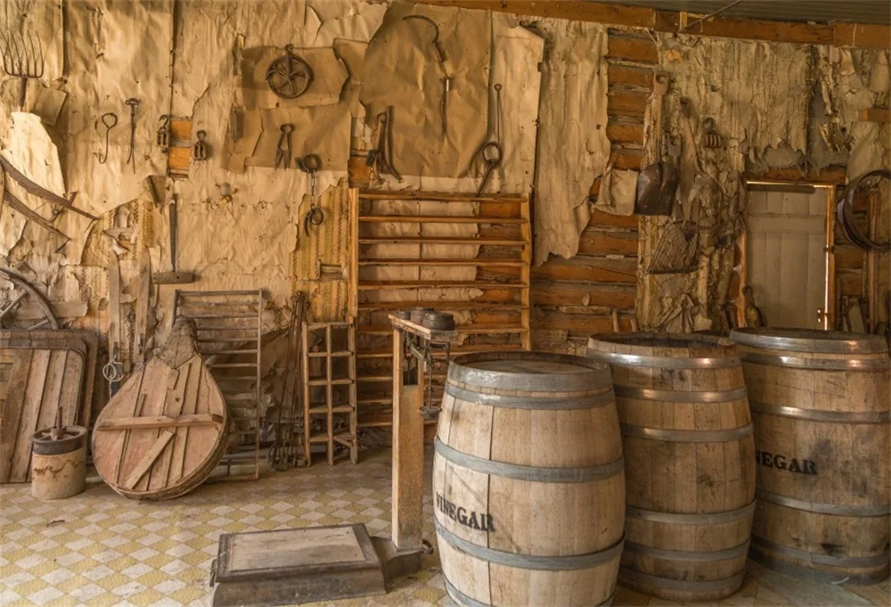 Laeacco Old Wine Cellar Jar Wooden Tool House Interior Photography Background Photographic Backdrops For Photo Studio