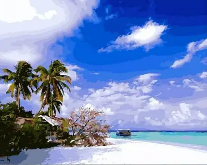 sea and white sand digital diy oil painting by numbers wall decor on canvas oil paint coloring by number drawing[1]
