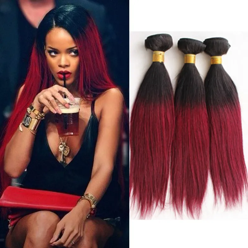 50% Off Straight Ombre Human Hair Bundles 3 Pcs/Lot Brazilian Virgin 1b/99j Weaves Extensions Ship Out 24 Hours |
