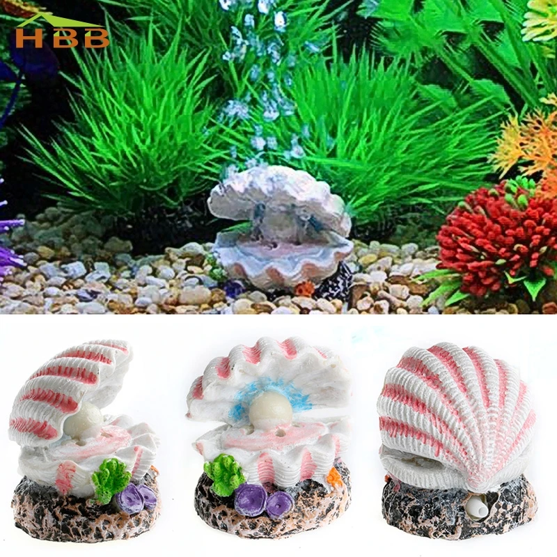 S home New Shell Pearl & Air Stone Aquarium Fish Tank Shell Bubbler