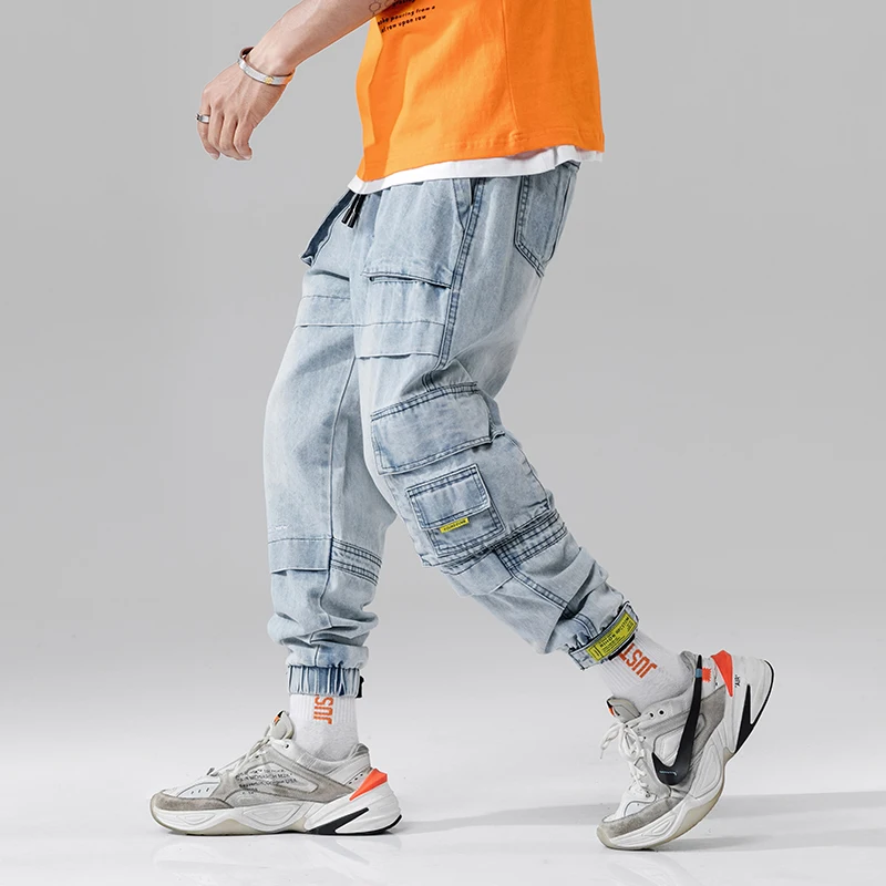 

2019 Hot Autumn Street Washing Process Big Multi-Pockets Men's Jogger Jeans Fashion Casual Male Pencil Denim Jeans Streetwear