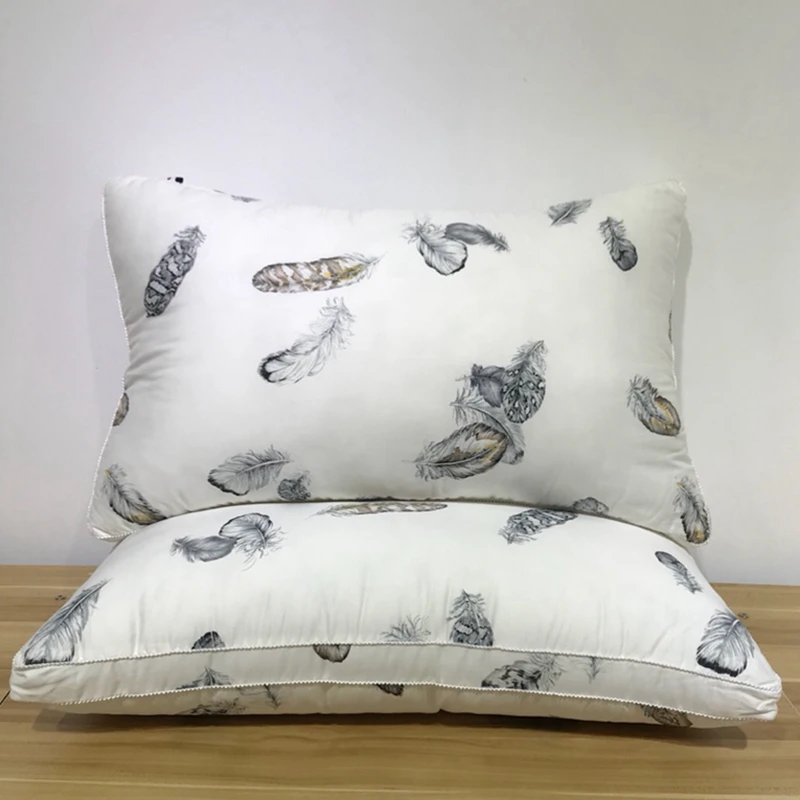 

Feather Printed Luxury Soft Sleeping Down Alternative Pillow Simple Style Throw Body Pillow For Neck 48x74cm Bedding 1pc #sw