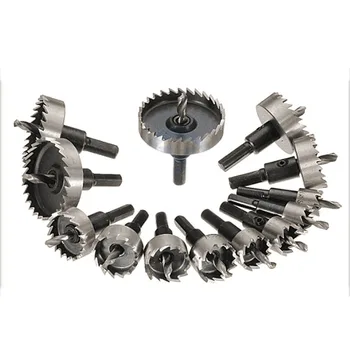 

13PCS Hole Saw Set Metalworking Center Drill HSS Serrated Hole Opener Iron Plate Punched 16-53mm