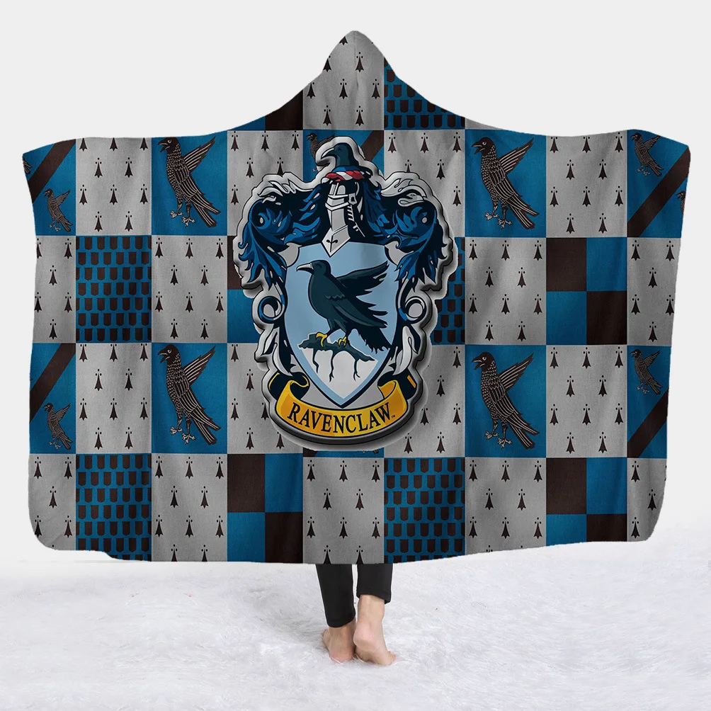 Slytherin Ravenclaw Gryffindor Hufflepuff 3D плюшевое одеяло с капюшоном для взрослых и детей, теплое, ноское, Прямая поставка - Цвет: 10