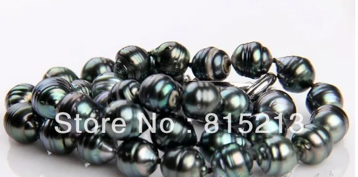 

ddh00177 18"10-13MM TAHITIAN NATURAL BLACK PEACOCK DROP PEARL NECKLACE 14K GOLD
