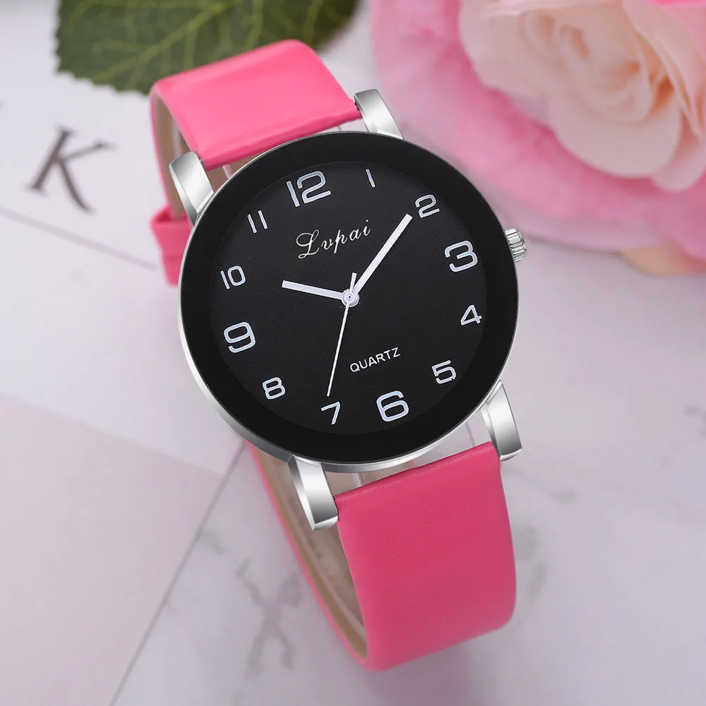 Лидер продаж модные женские часы повседневные с кожаным ремешком женские кварцевые наручные часы подарок часы круглые цифровые часы Zegarek Damski# W - Цвет: A