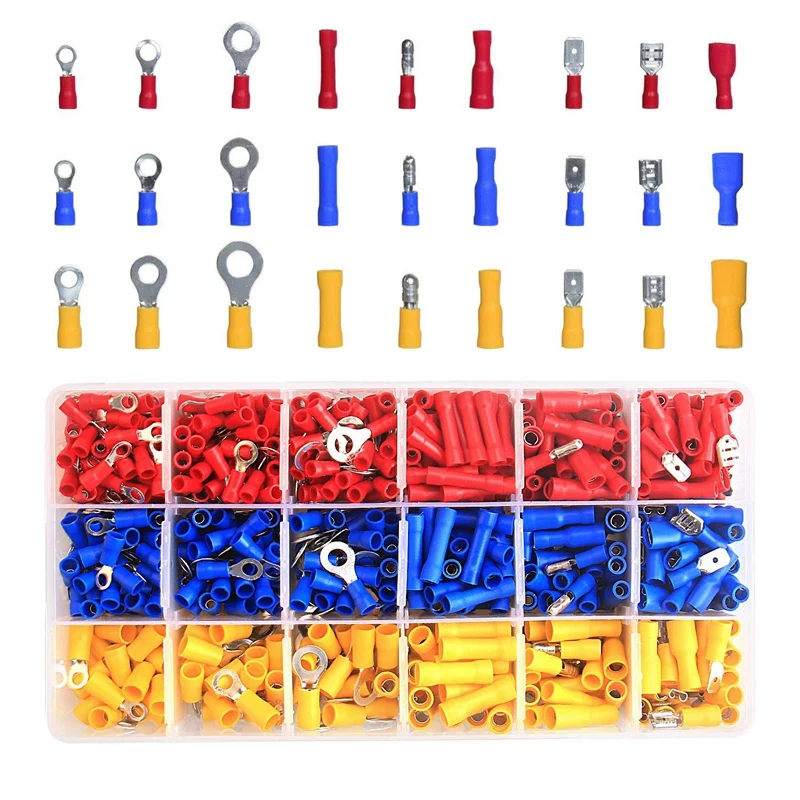 Cena 700 sztuk złącza elektryczne złącza zaciskane asortyment 0.5 6 mm² szczypce do zaciskania kabla zestaw dla kabel w izolacji uchwyty