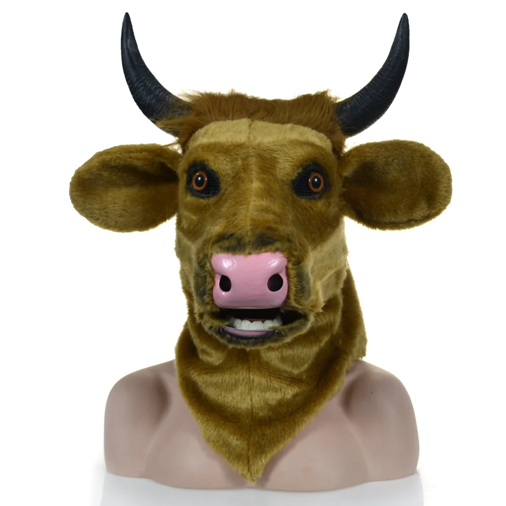 

2022 HUITAI TIDE PLAY HANDMADE COSTUME PARTY MOUTH MOVER MASKS BROWN COW ANIMAL -MASKS PARTY PROPS