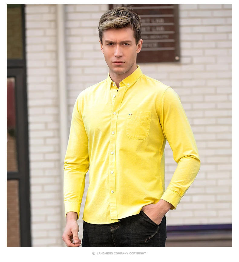 LANG men G приталенная Мужская рубашка с длинным рукавом, брендовая Новая модная дизайнерская Высококачественная однотонная мужская одежда, облегающие деловые рубашки