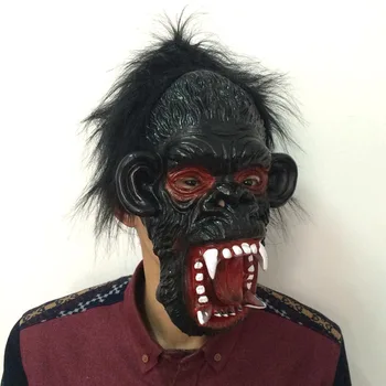 

Diamond Big Ear Orangutan Black Mask Halloween Christmas Carnival Green Latex Animal Mask Party Toys Movie Theme Props Supply