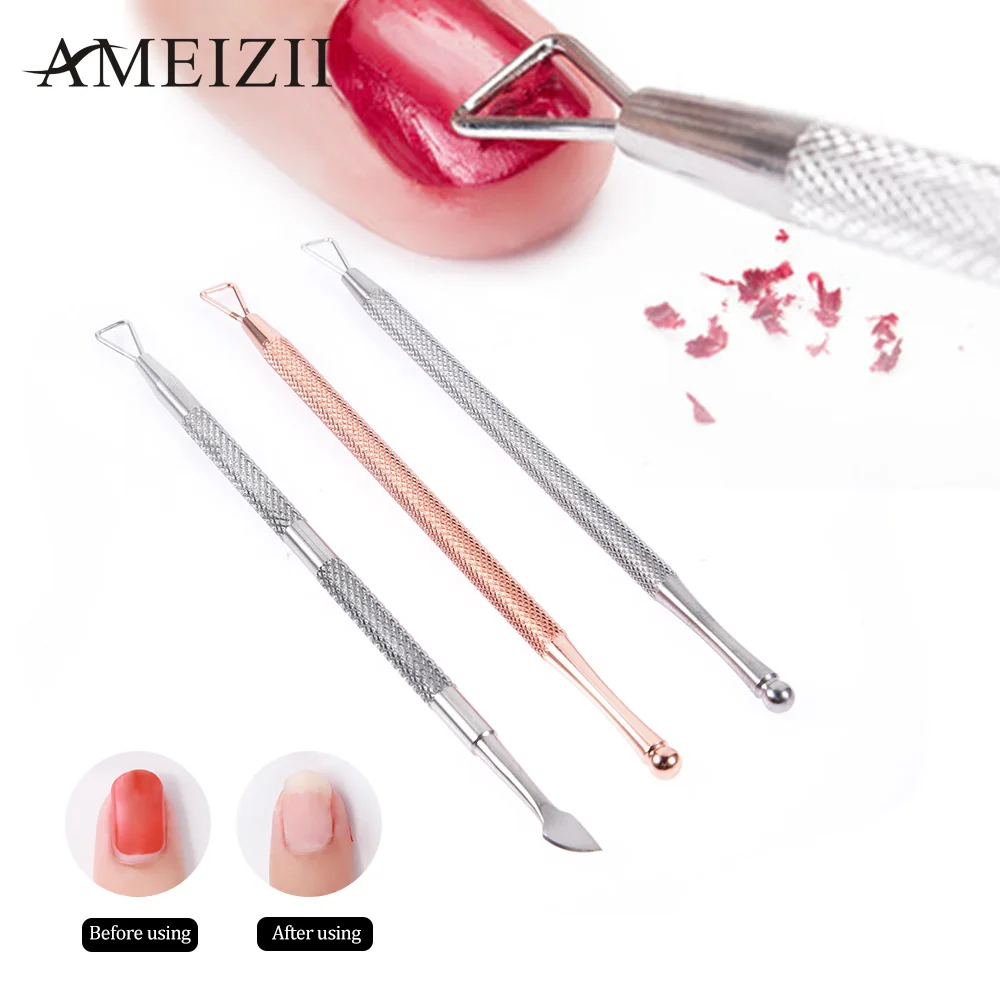 

AMEIZII Gel Polish Remover Culticle Pusher Stainless Steel Dead Skin Remover Manicure Nail Art Tool For Removing UV Gel Varnish