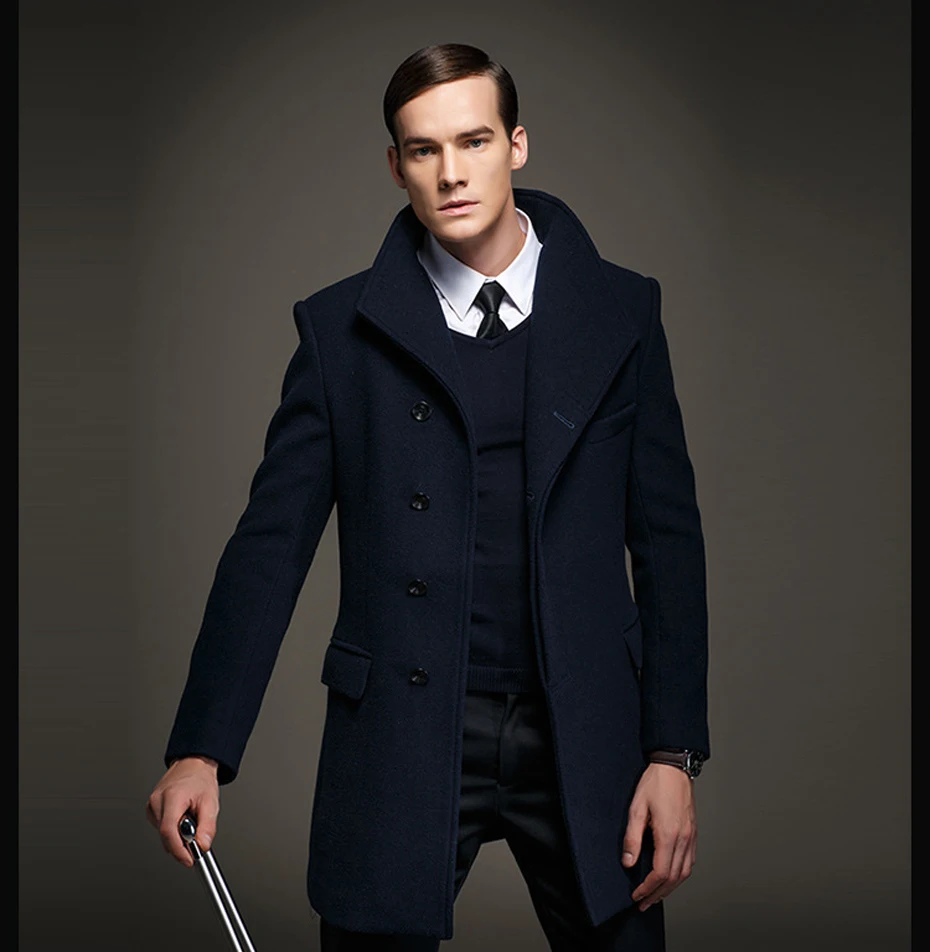 Holyrising, мужские шерстяные пальто, повседневные длинные пальто и куртки, пальто со стоячим воротником, классическое пальто, мужская ткань, 4 цвета, M-4XL, 18636-5