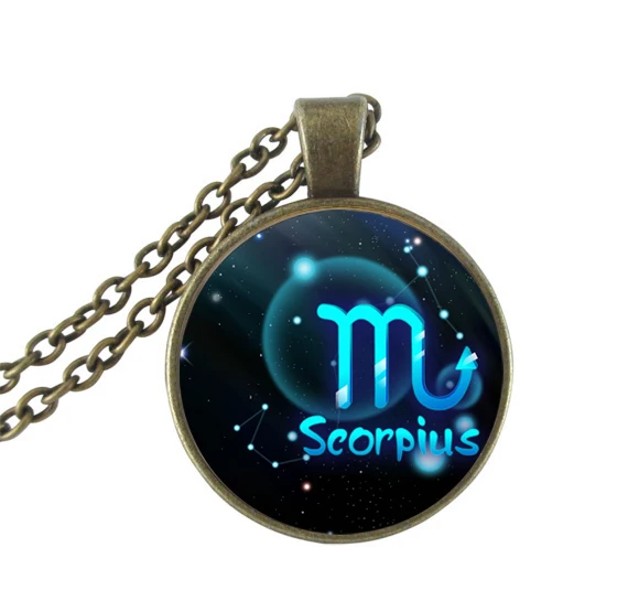 

Rushed Real Collares Collier Maxi Necklaces Scorpio Pendant Necklace Zodiac Jewelry Art Picture Sign Statement Choker Gift HZ1