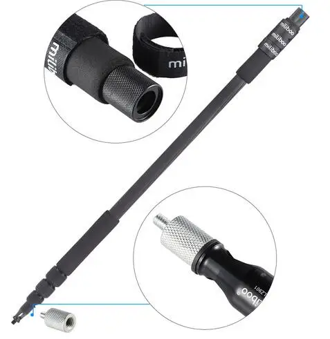 Boom de Fibra de Carbono Miliboo Microfone Leve Telescópica Micro Boom Pole Mount Holder Suporte Entrevista Filmagens 300 cm - 9.9ft - Image 3