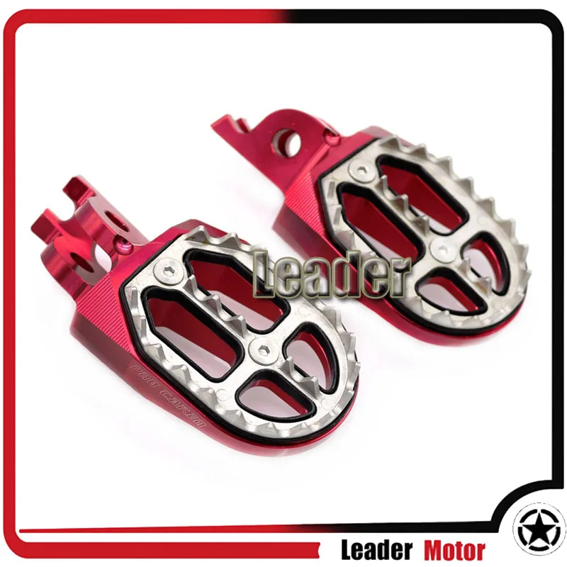 

For Honda CR125 CR250 CR500 CRF450X CRF230F CRF250R CRF250X CRF450R Billet MX Wide Foot Pegs Rests Pedals Red