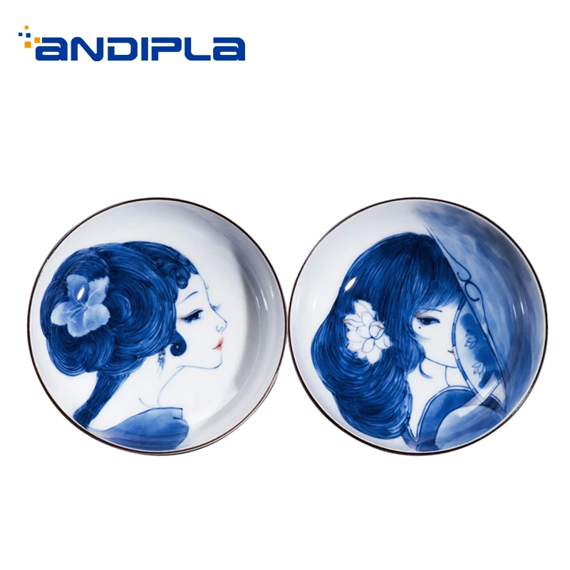 

65ML Jingdezhen Hand-painted Antiquity Beauty White Ceramic Porcelain Teacup Chiese Kung Fu Tea Set All Handmade Pu'er Small Cup
