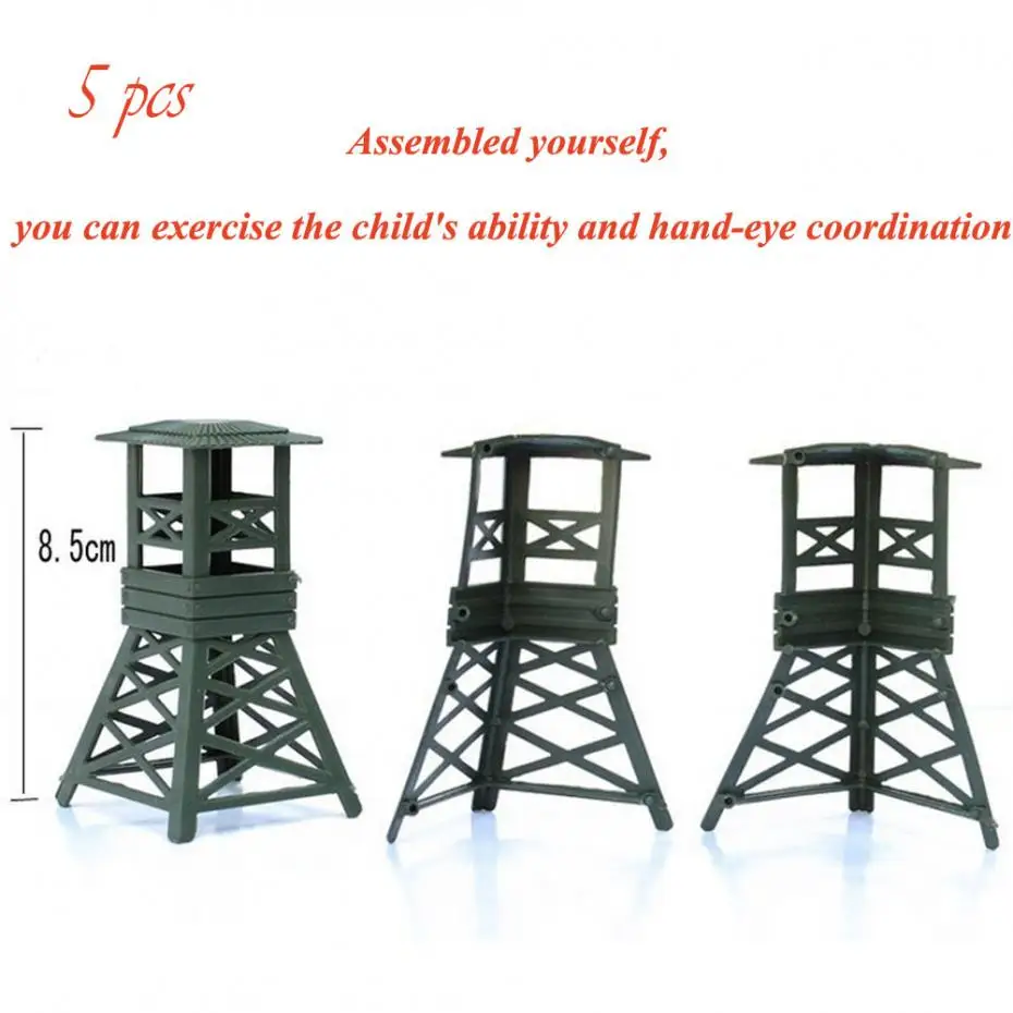 CHBR13 5pcs Military Watch Tower Model Plastic Toy Soldier Army Men