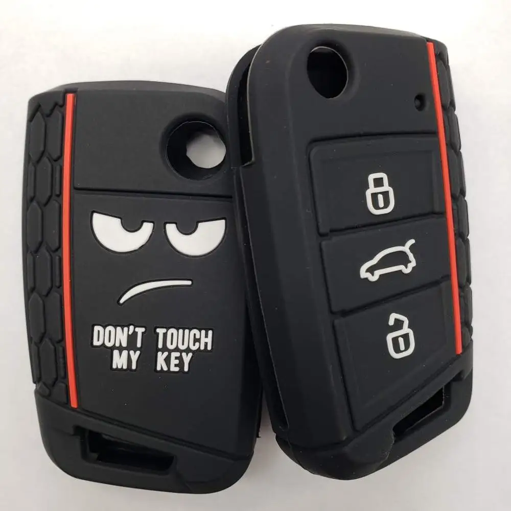 Dont Touch My Key Llave чехол силиконовый чехол для VW Golf 7 MK7 Seat Leon 3 Ibiza 4 5 Toledo 4 Arona Ateca Skoda Octavia 3 Пульт дистанционного управления - Название цвета: only black cover