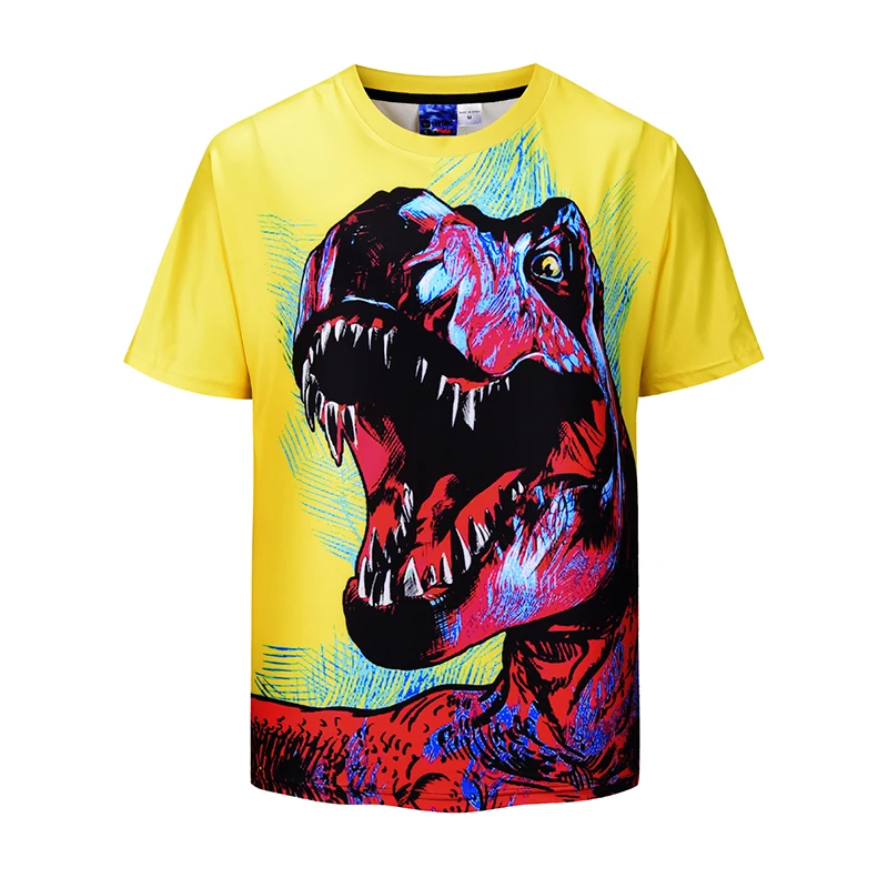 Best Wholesale Custom Novelty Dinosaur Print Baroque Brand T shirt 2019 Summer Style Short Sleeve Luxury Men Clothes Hip Hop Tops