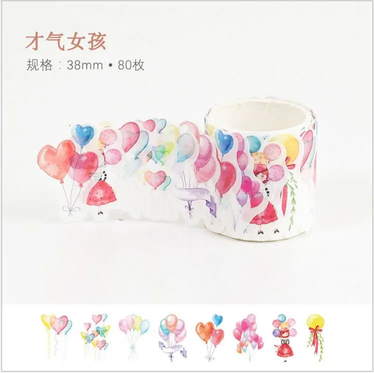 80 шт/рулон красочная Летающая воздушная лента для декорации Washi DIY планировщик