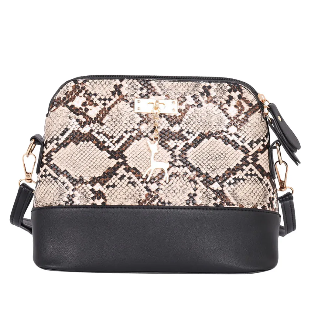 

OCARDIAN Fashion Lady Splice Serpentine Pattern Shell Shape Deer Hanging Shoulder Bag humanized Messenger Bag for women july 1