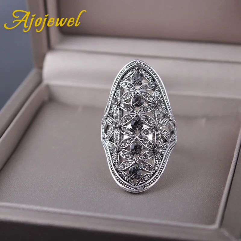 Ajojewel Женские винтажные ювелирные изделия полые кольца с кристаллами из страз для