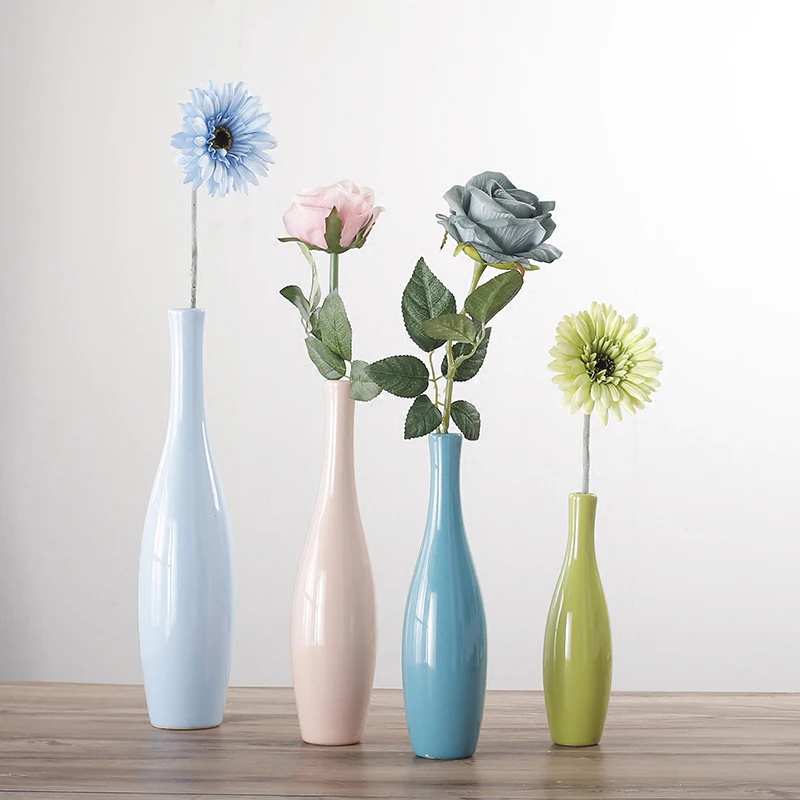 Modern minimalist Ceramic Vase colorful flower bottle Adornment Handicraft office Porcelain Vase Home Decor Furnishing Articles