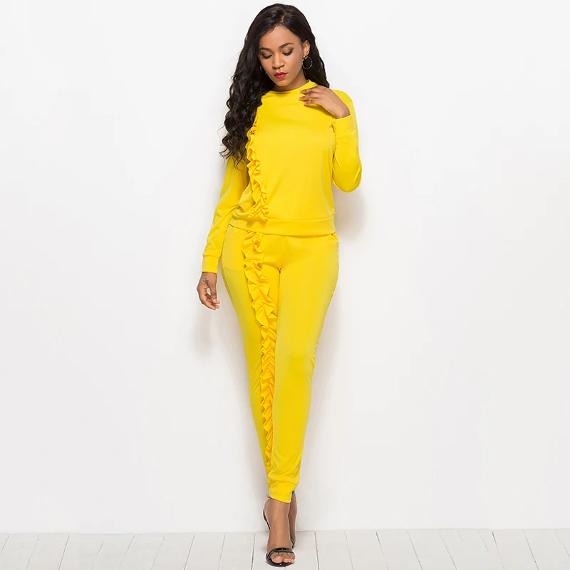 Versear 2019 2 Piece Set Tracksuit for Women O-neck Long Sleeve Blouse and Pants Joggers Women's Suit Solid 2 piece outfits Set