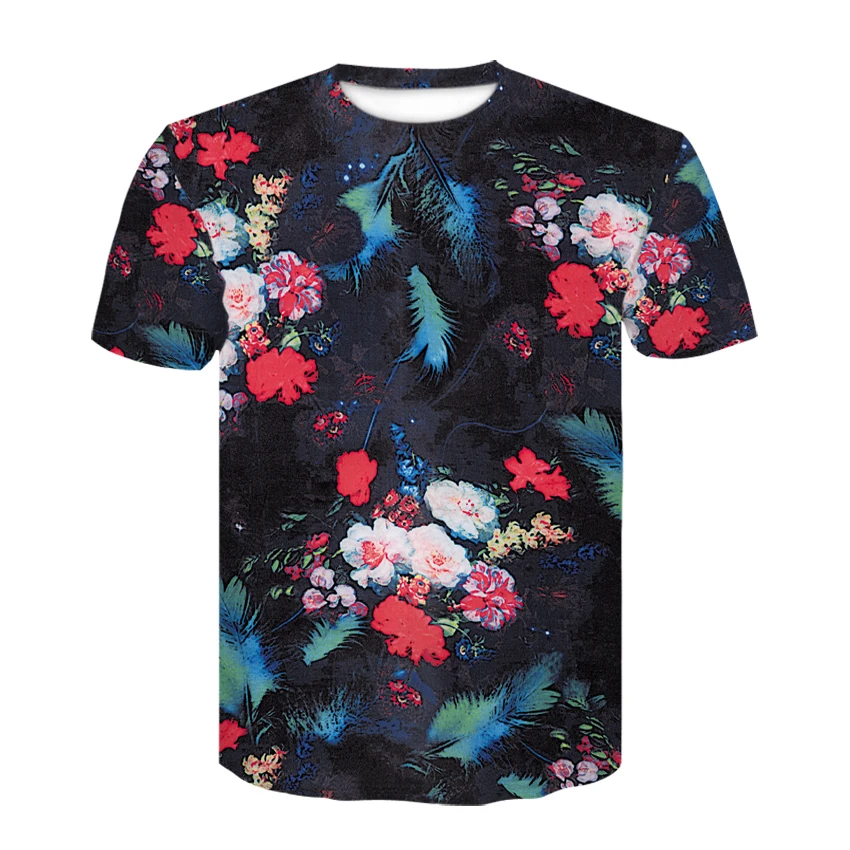 

Flowers 3d T Shirt Green Leaves Floral Men's T-shirt Short Sleeve Casual Camisa Masculina Unisex Funny Tee Shirt Homme