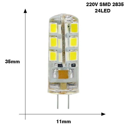 10 шт. G4 Светодиодный светильник высокой мощности 3 Вт SMD2835 3014 AC 220 В белый/теплый белый светильник, заменяющий галогенный Точечный светильник, люстра - Испускаемый цвет: AC 220V 24Leds