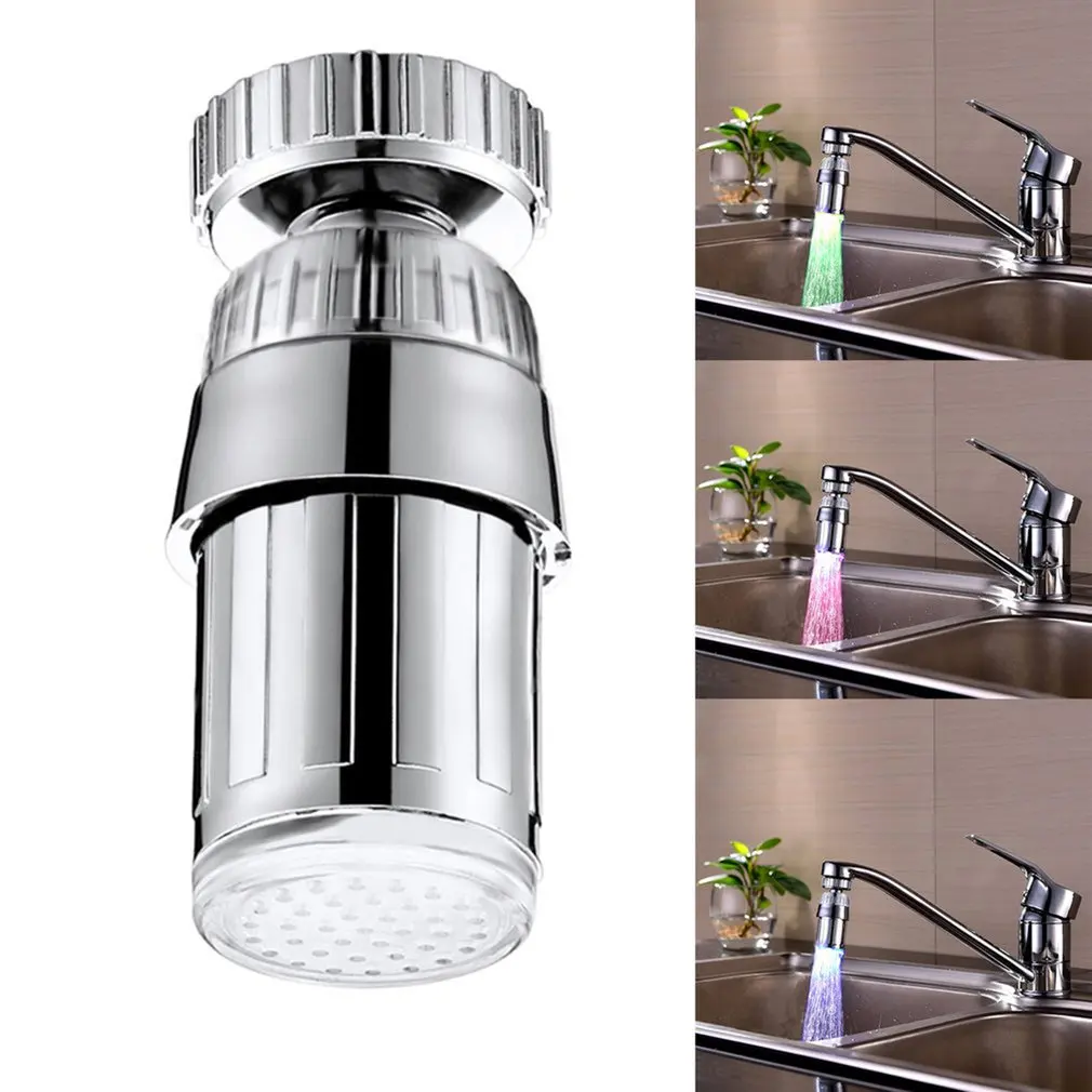 

360 Degree Free Rotate Swivel 3 Color LED Tap Faucet Temperature Sensor Saving Water Sprayers High QualityFor Kitchen