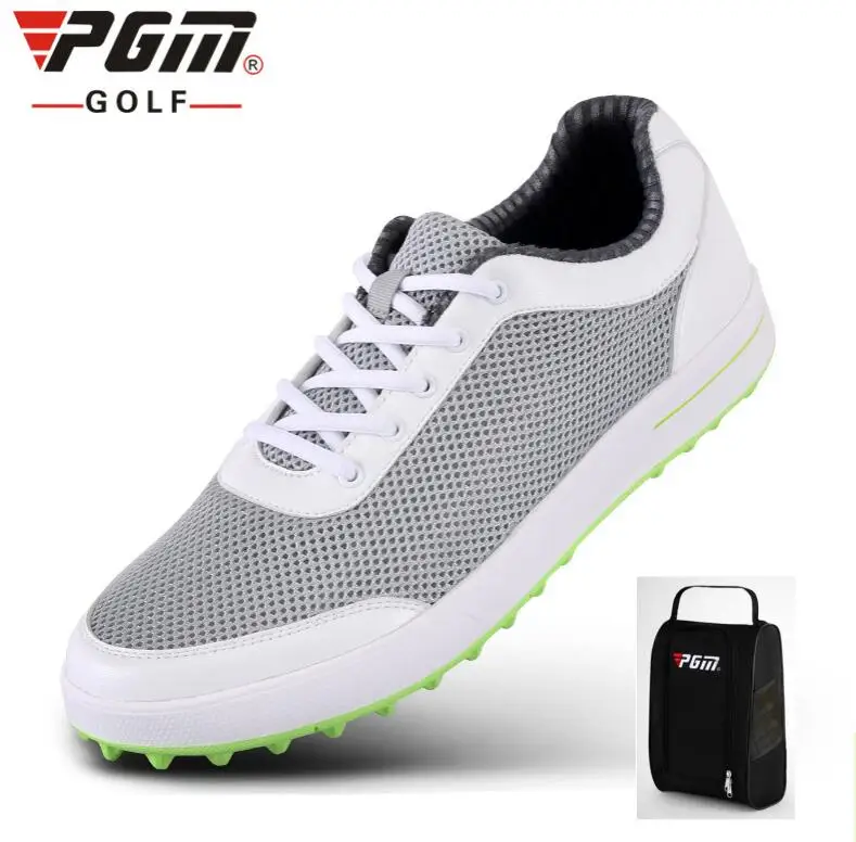 Best Price PGM Summer Golf Shoes Men Breathable Air Mesh Ultra Light Sports Shoes fixed shoes nail anti-skid Golf Sneakers With shoes bags