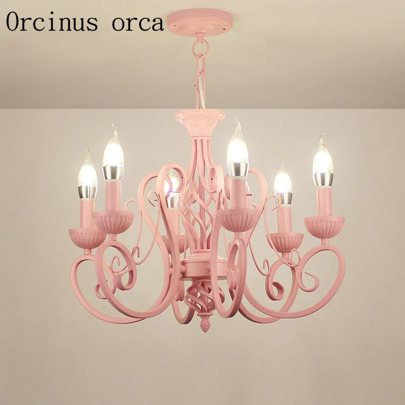 

European style chandelier bedroom restaurant Mediterranean style chandelier girl Princess room warm children's room lamps