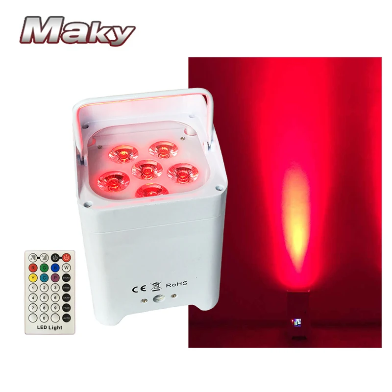 Freeshipping 6 pack DMX Wireless Battery Powered Led Par Light RGBWA+UV