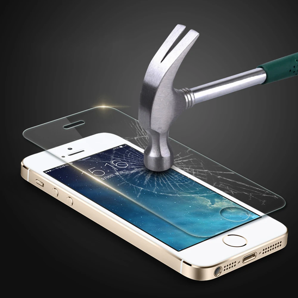 Goede Gehard Glas Voor Iphone 7 6 6 s Plus 5 5 s SE 9 H Anti kras HD Clear Film Screen Protector Explosieveilige Dunne + Cleaning Kit